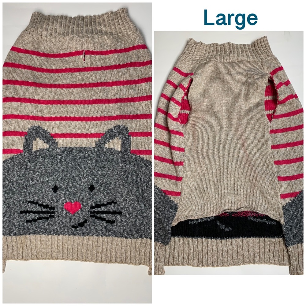 Large dog sweater beige kitty